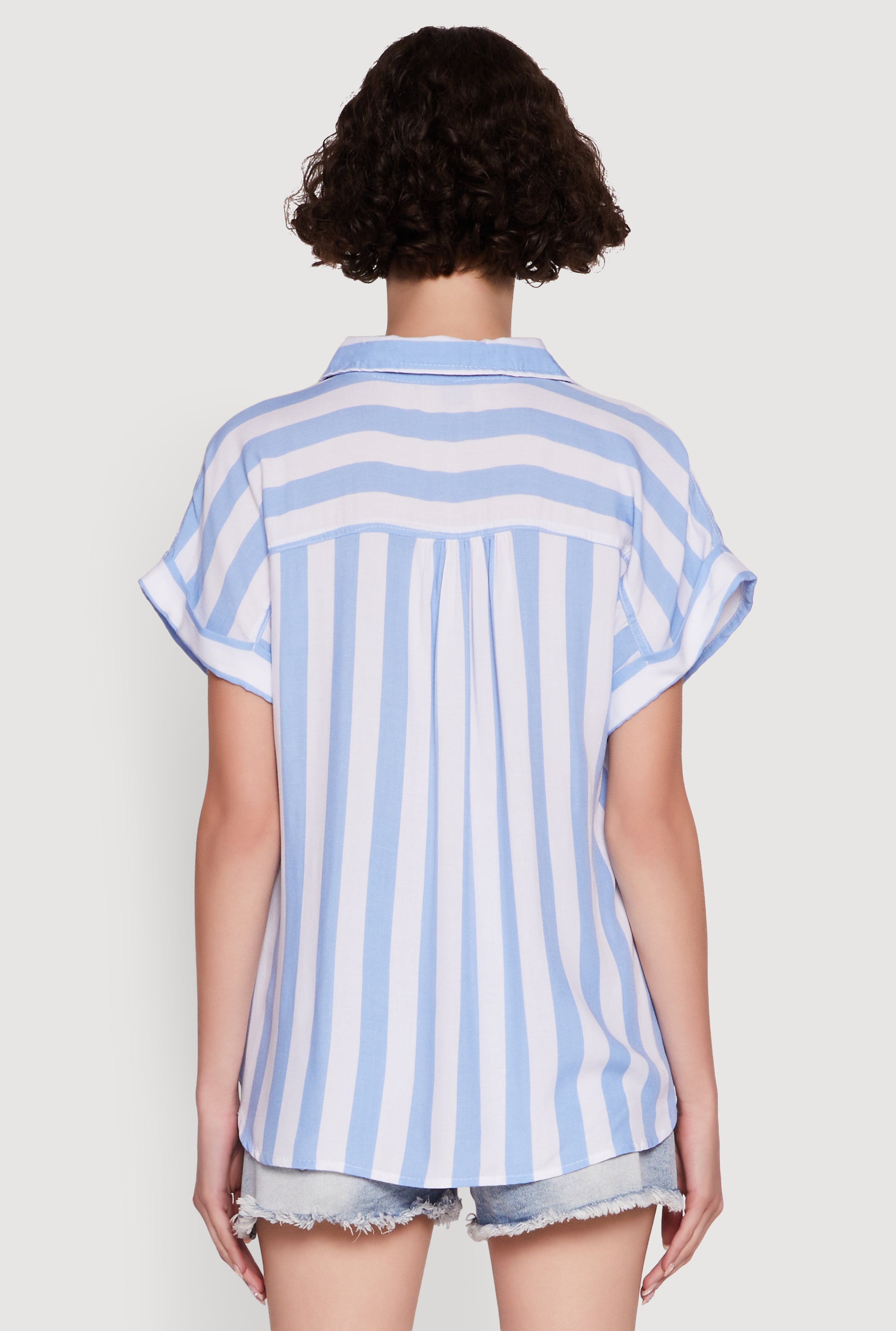 Striped Button Front Fixed Cuff Shirt