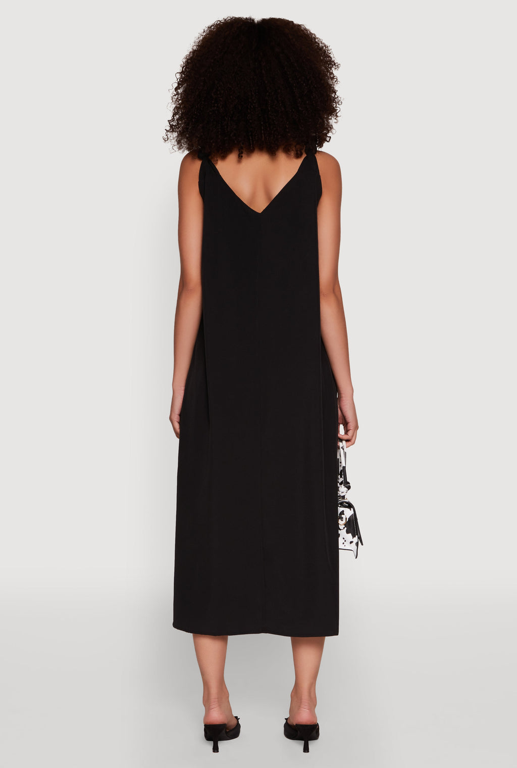 Chic V-Neck Knot Strap Pleated Detail Sundress for Summer