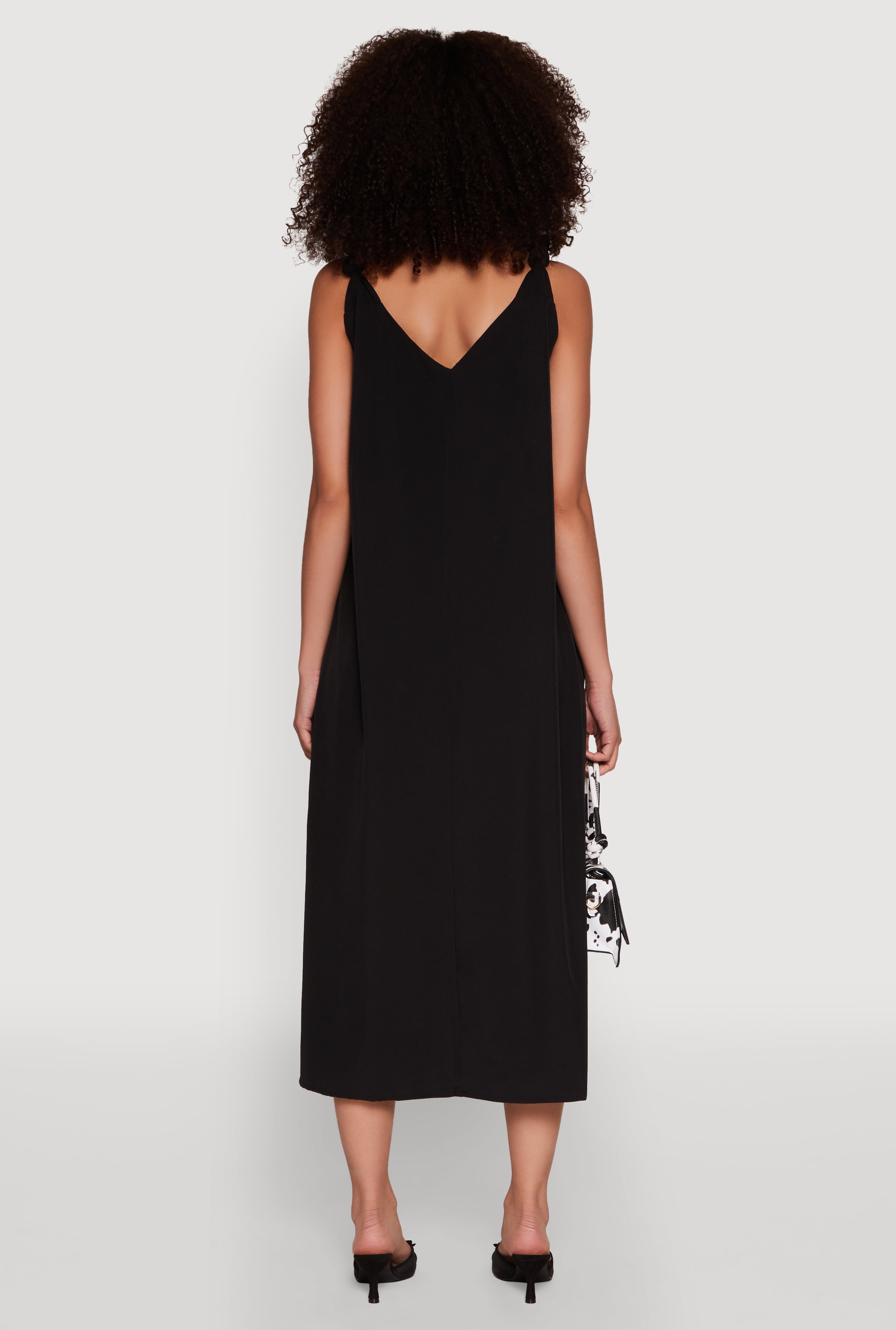 Chic V-Neck Knot Strap Pleated Detail Sundress for Summer