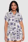 Palm Tree Print Fixed Cuff Shirt
