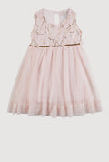 Toddler Girls Flower Applique Sequin Detail Tulle Dress