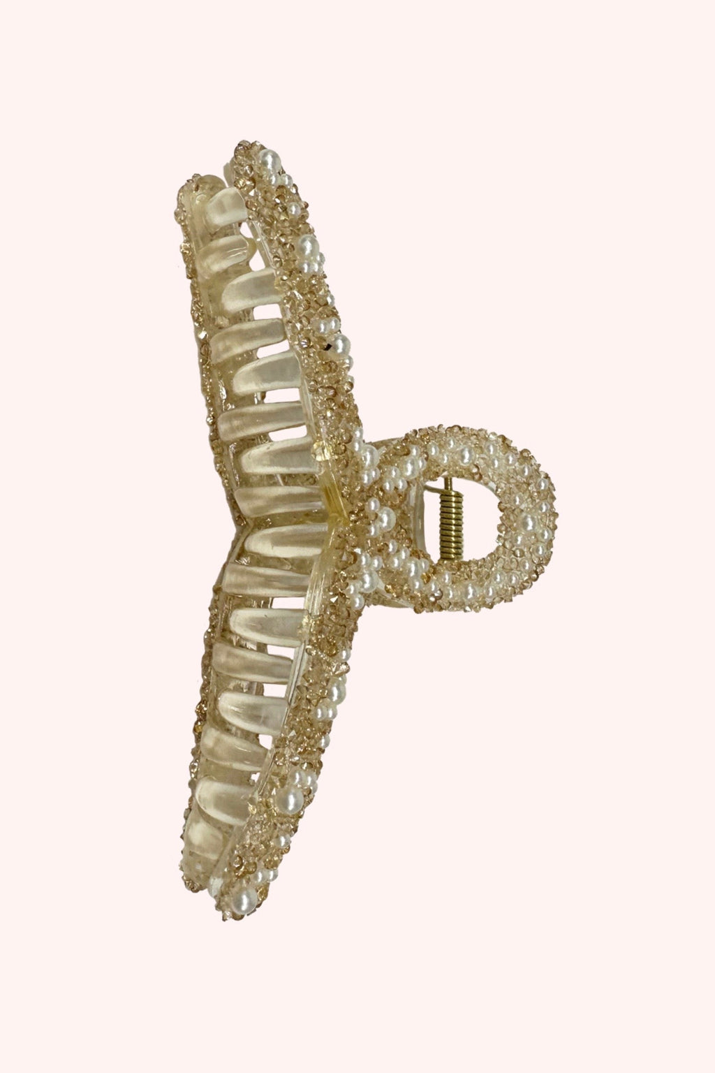 Large Pearl Encrusted French Jaw Clip Ivory