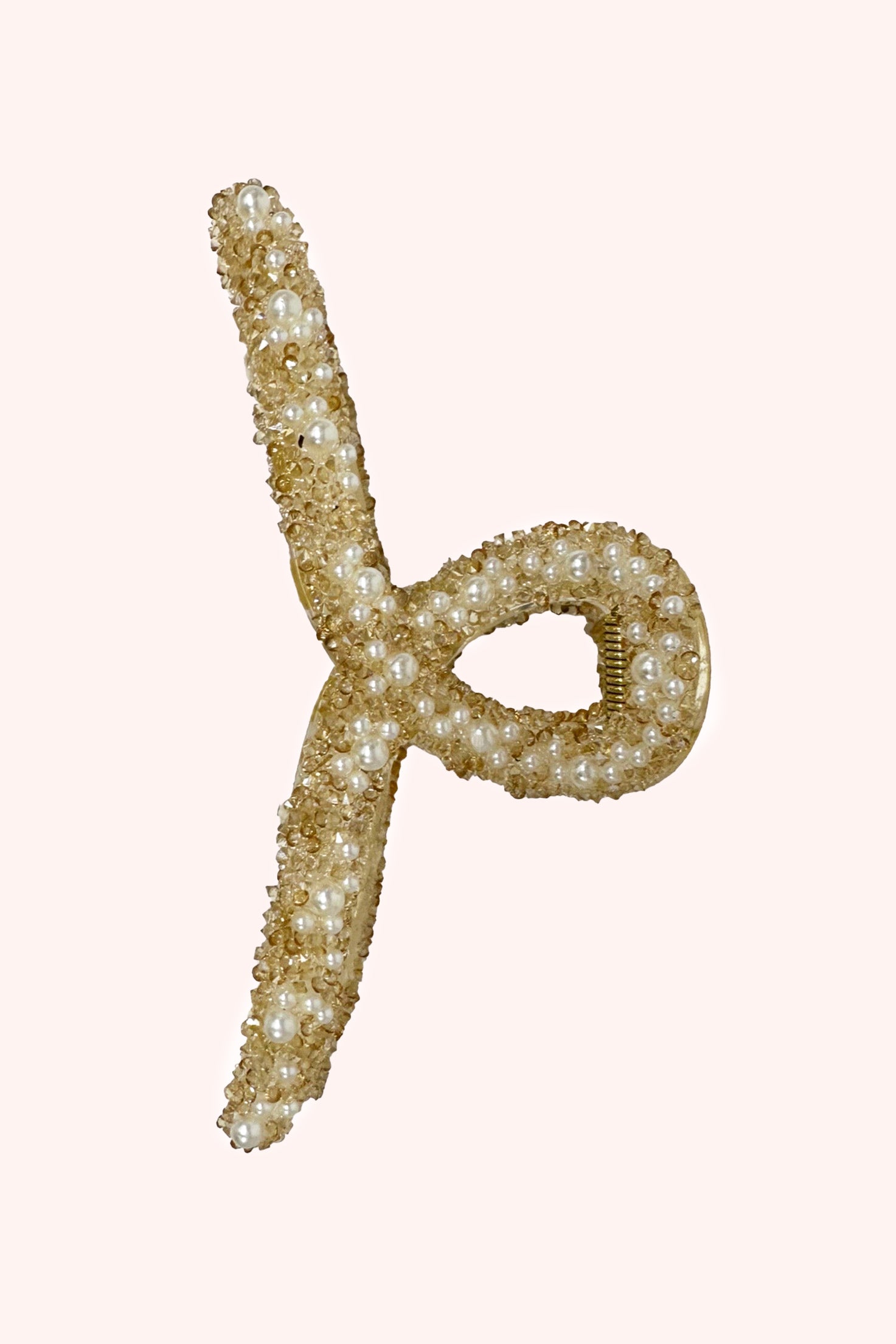 Large Pearl Encrusted French Jaw Clip Ivory