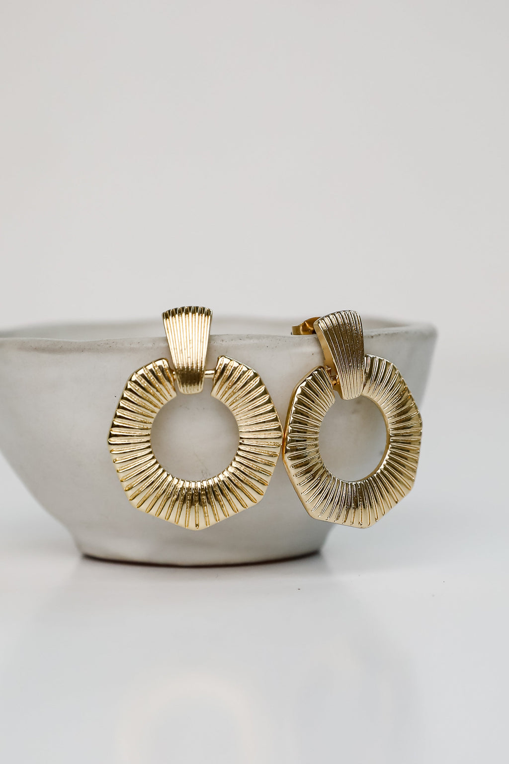 FINAL SALE - Laura Gold Circle Drop Earrings
