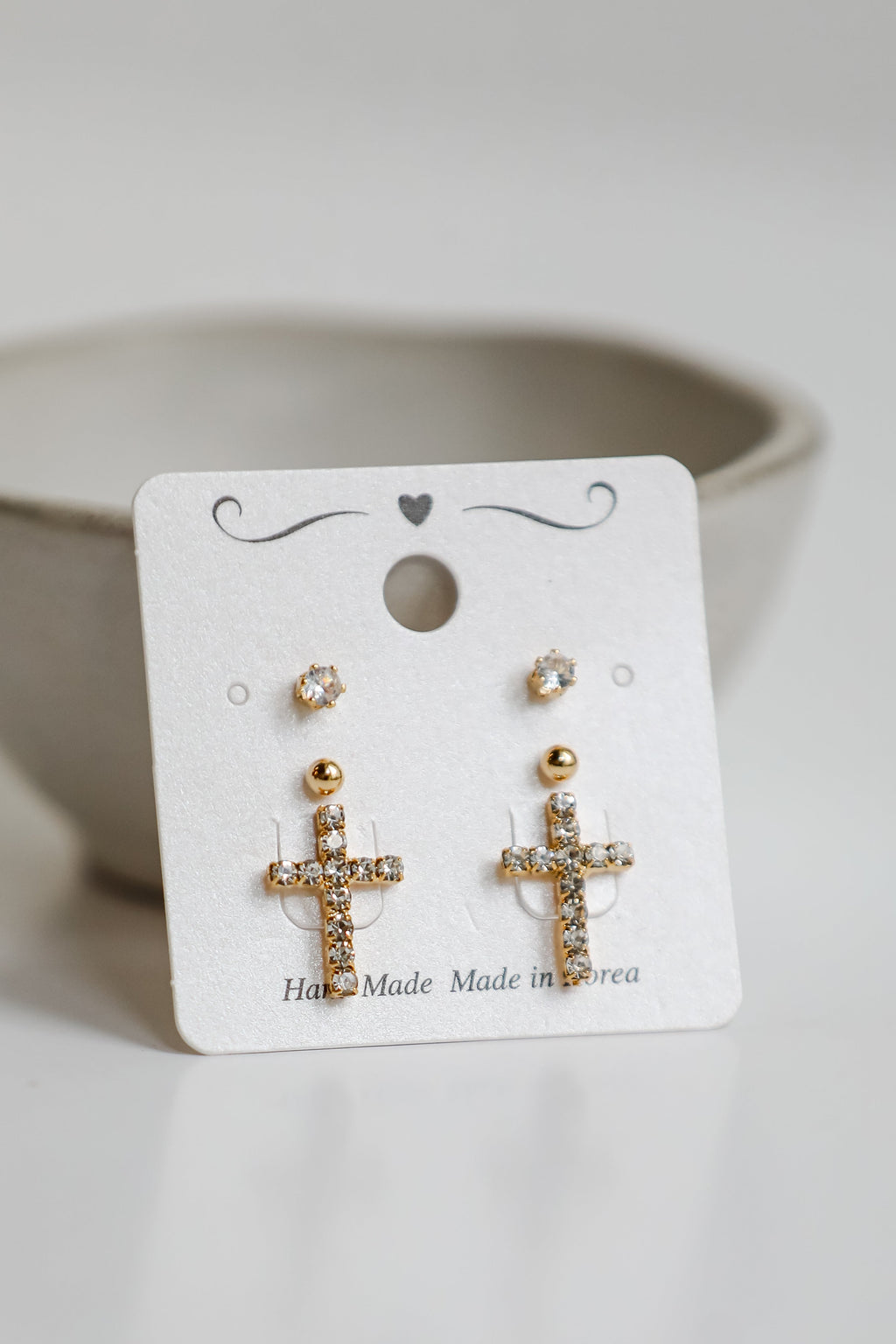 FINAL SALE - Kendall Gold Cross Stud Earring Set