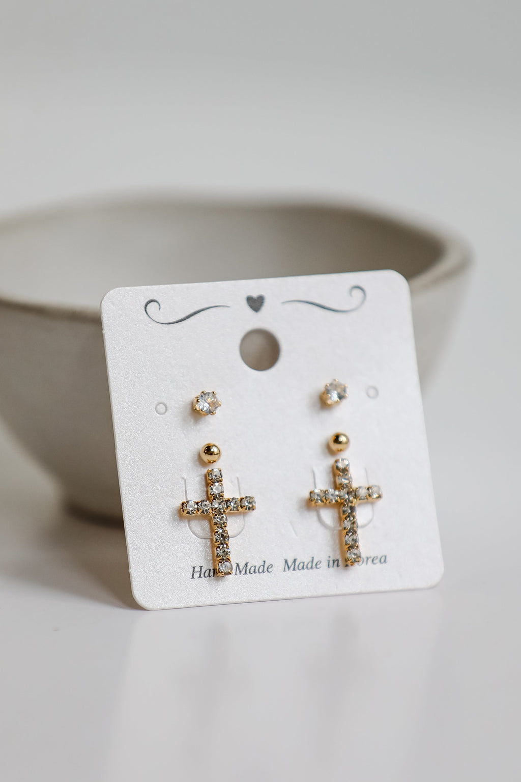 FINAL SALE - Kendall Gold Cross Stud Earring Set