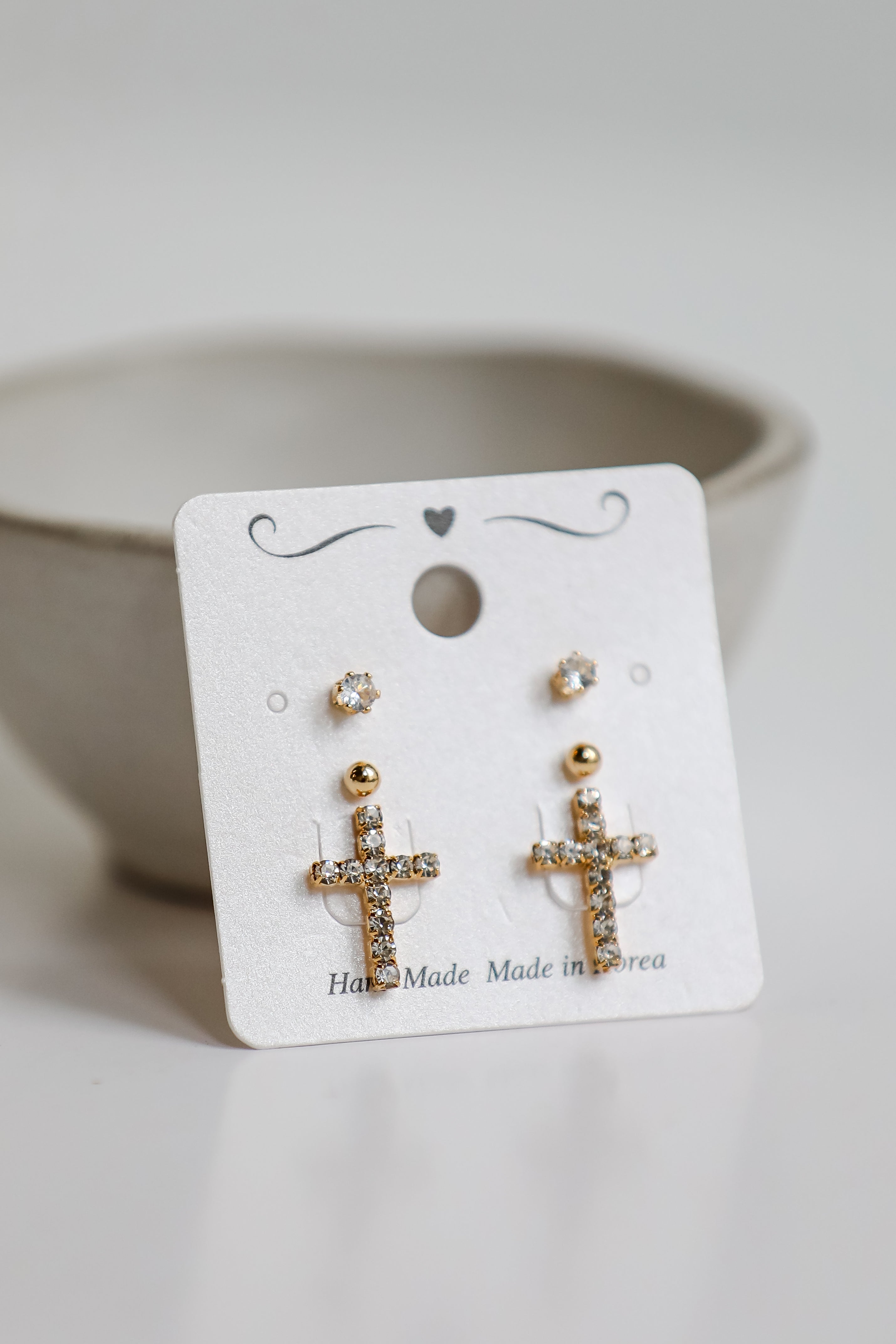 FINAL SALE - Kendall Gold Cross Stud Earring Set