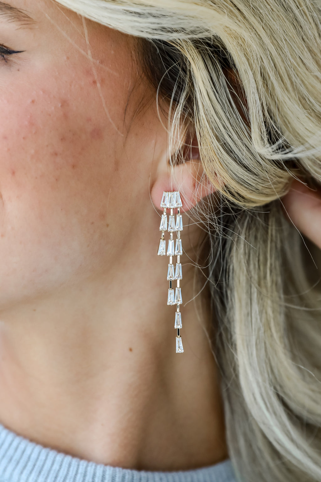 FINAL SALE - Blaire Gold Gemstone Chain Drop Earrings