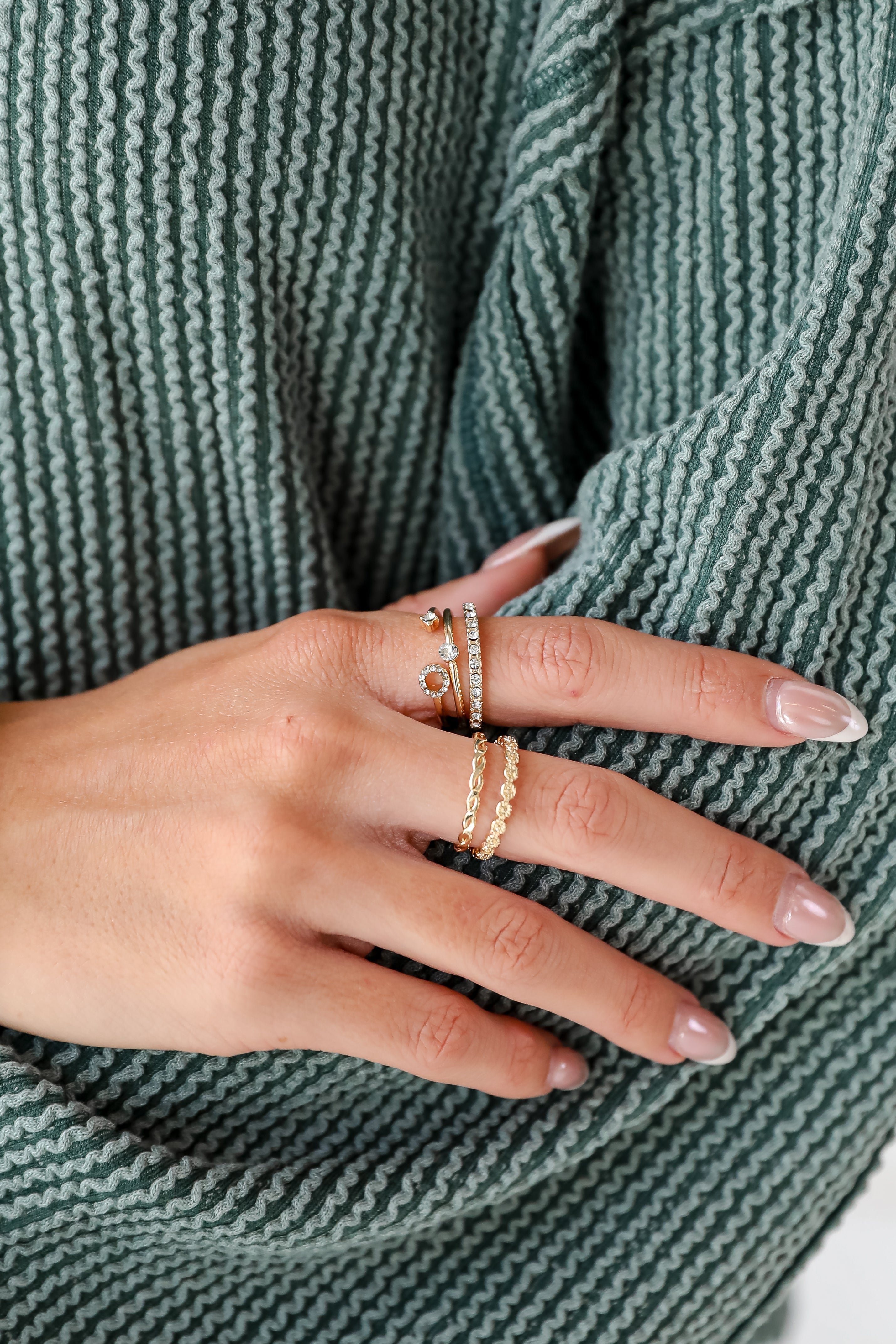FINAL SALE - Aspen Gold Rhinestone Ring Set
