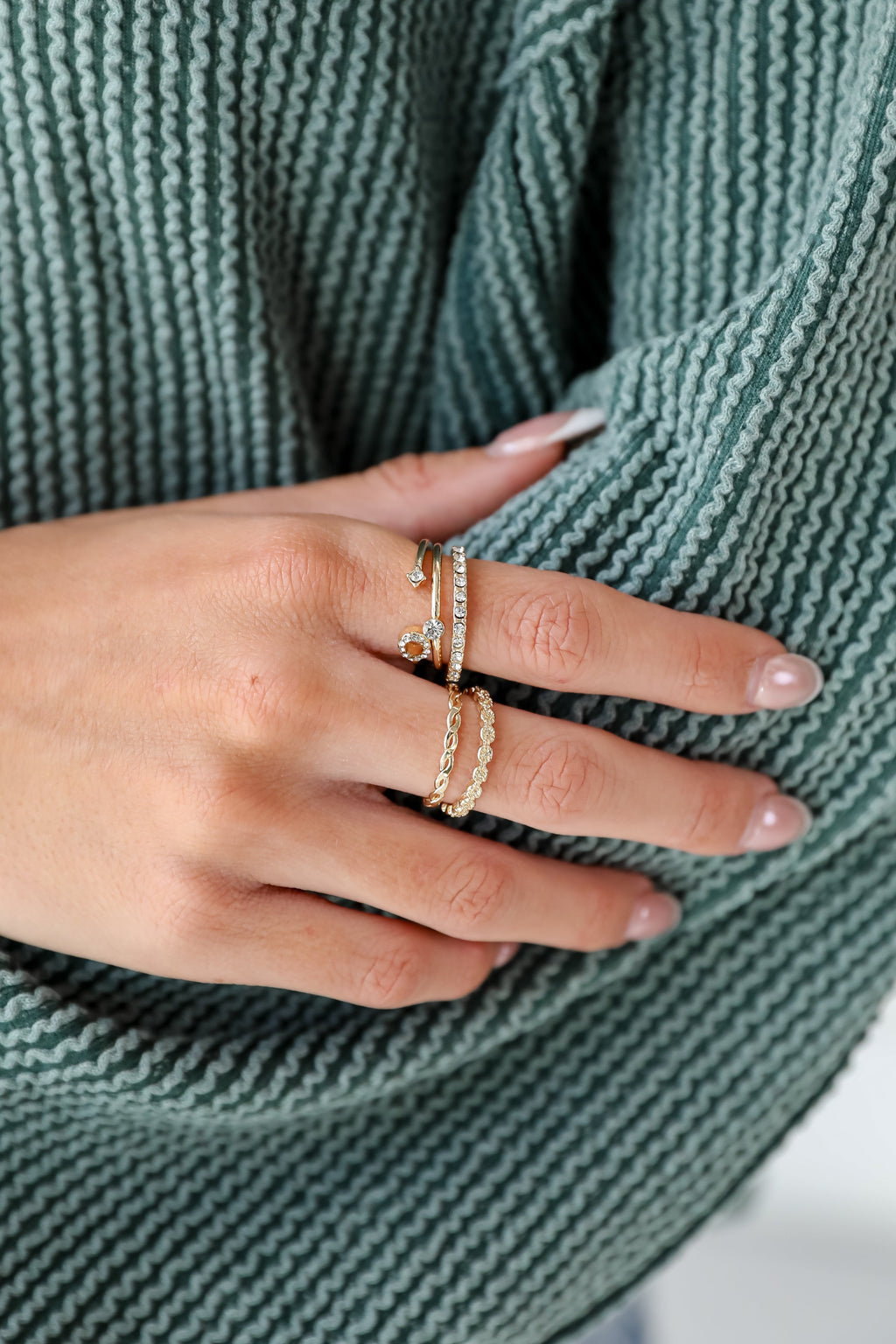 FINAL SALE - Aspen Gold Rhinestone Ring Set