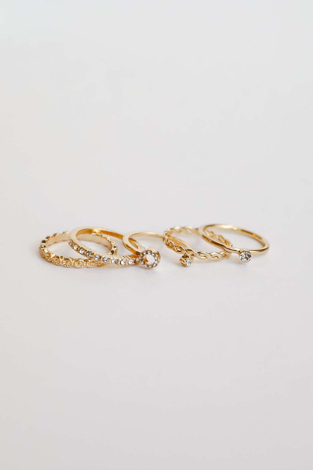 FINAL SALE - Aspen Gold Rhinestone Ring Set