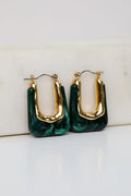 FINAL SALE - Tessa Green Acrylic Square Hoop Earrings