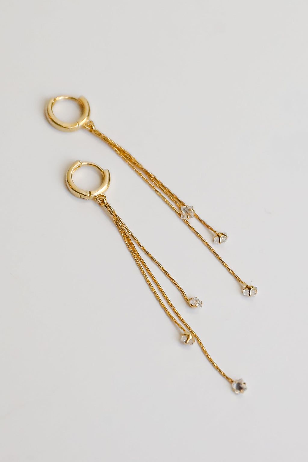 Kiara Gold Rhinestone Chain Drop Earrings